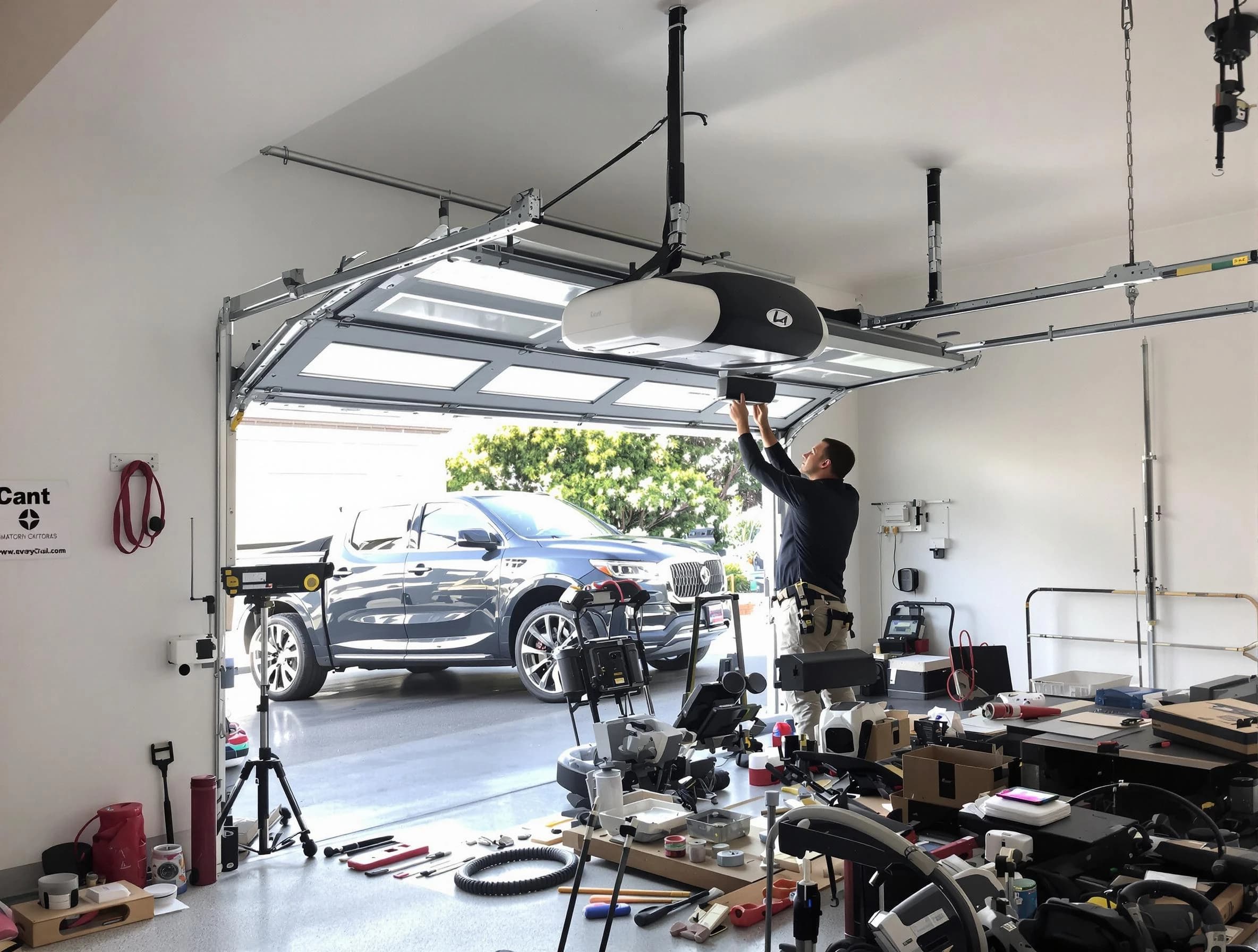 Dove Valley Garage Door Repair specialist installing smart garage door opener system in Dove Valley home