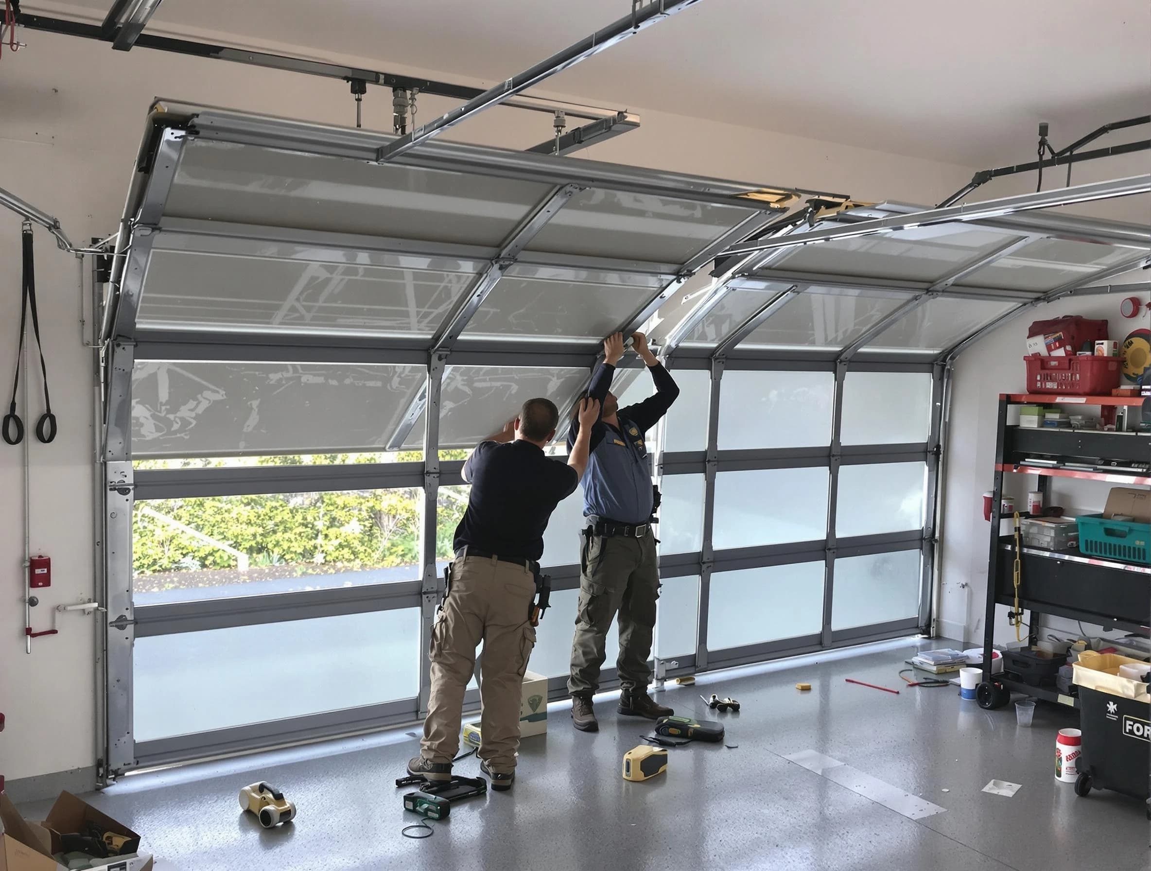 Dove Valley Garage Door Repair expert performing precise panel replacement on Dove Valley garage door