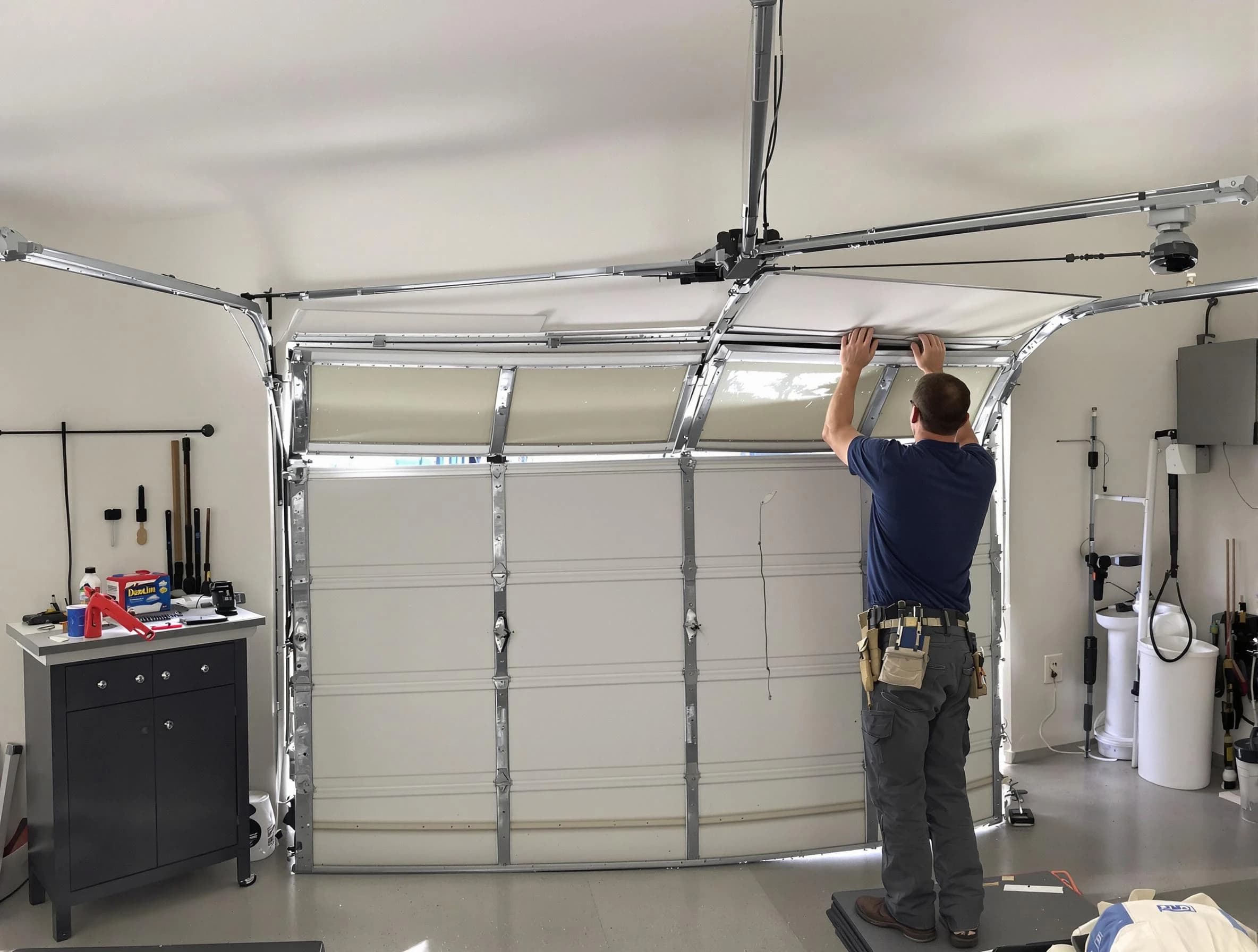 Dove Valley Garage Door Repair specialist performing precise section replacement on Dove Valley garage door