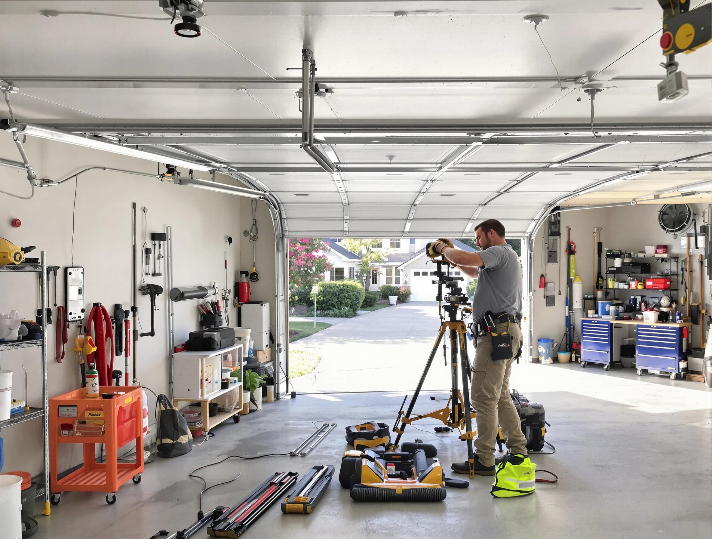 Dove Valley Garage Door Repair specialist performing laser-guided track alignment in Dove Valley