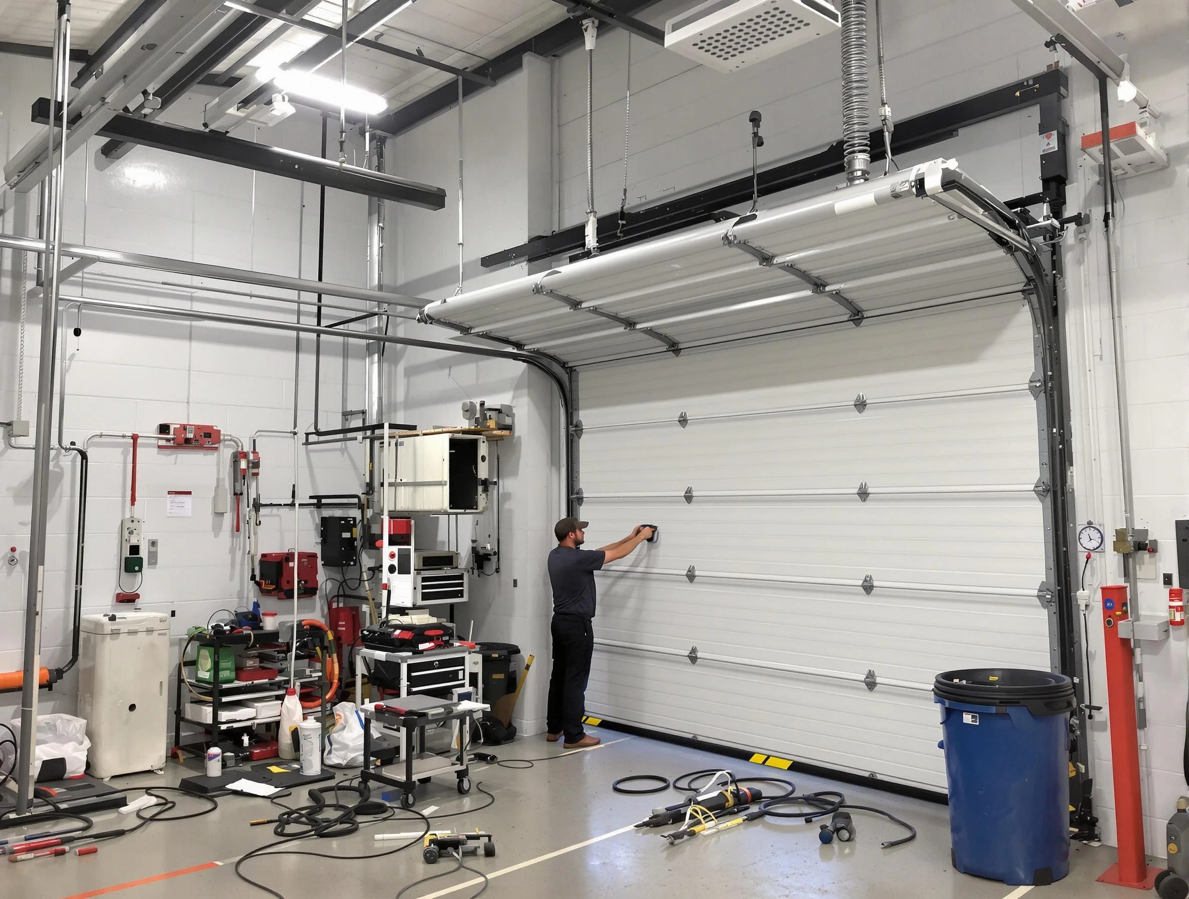 Dove Valley Garage Door Repair certified technician performing commercial door repair at a Dove Valley business facility