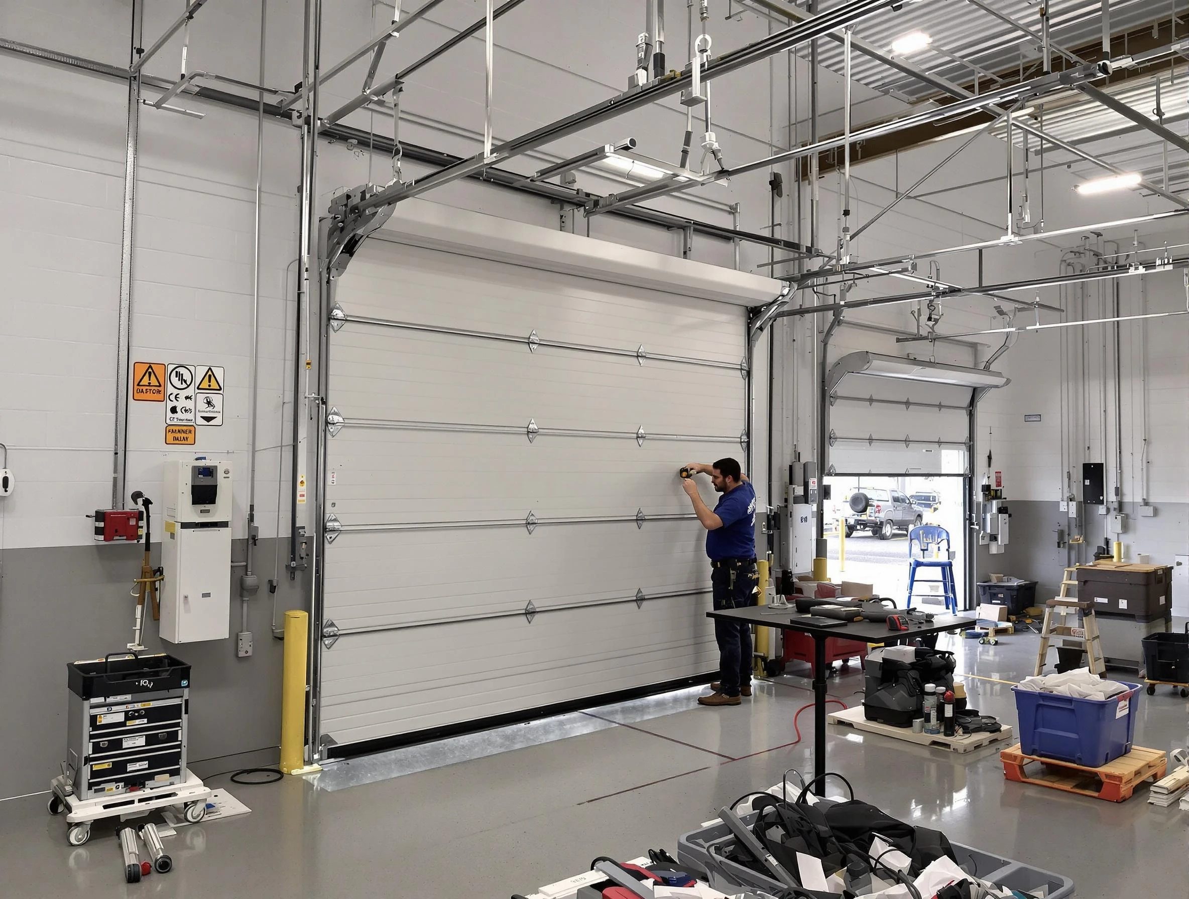 Commercial garage door repair being performed by Dove Valley Garage Door Repair expert in Dove Valley