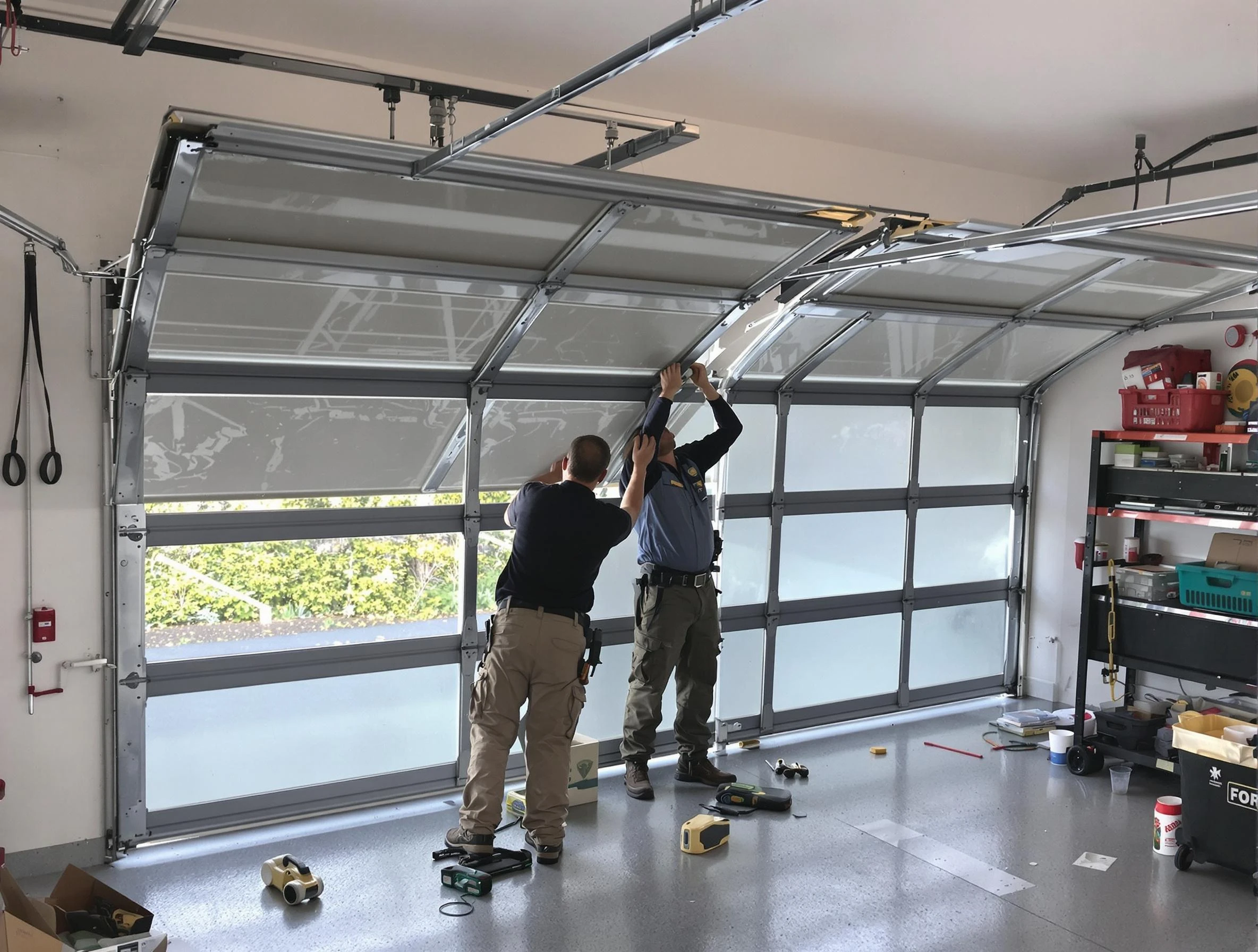 Dove Valley Garage Door Repair expert performing precise panel replacement on Dove Valley garage door