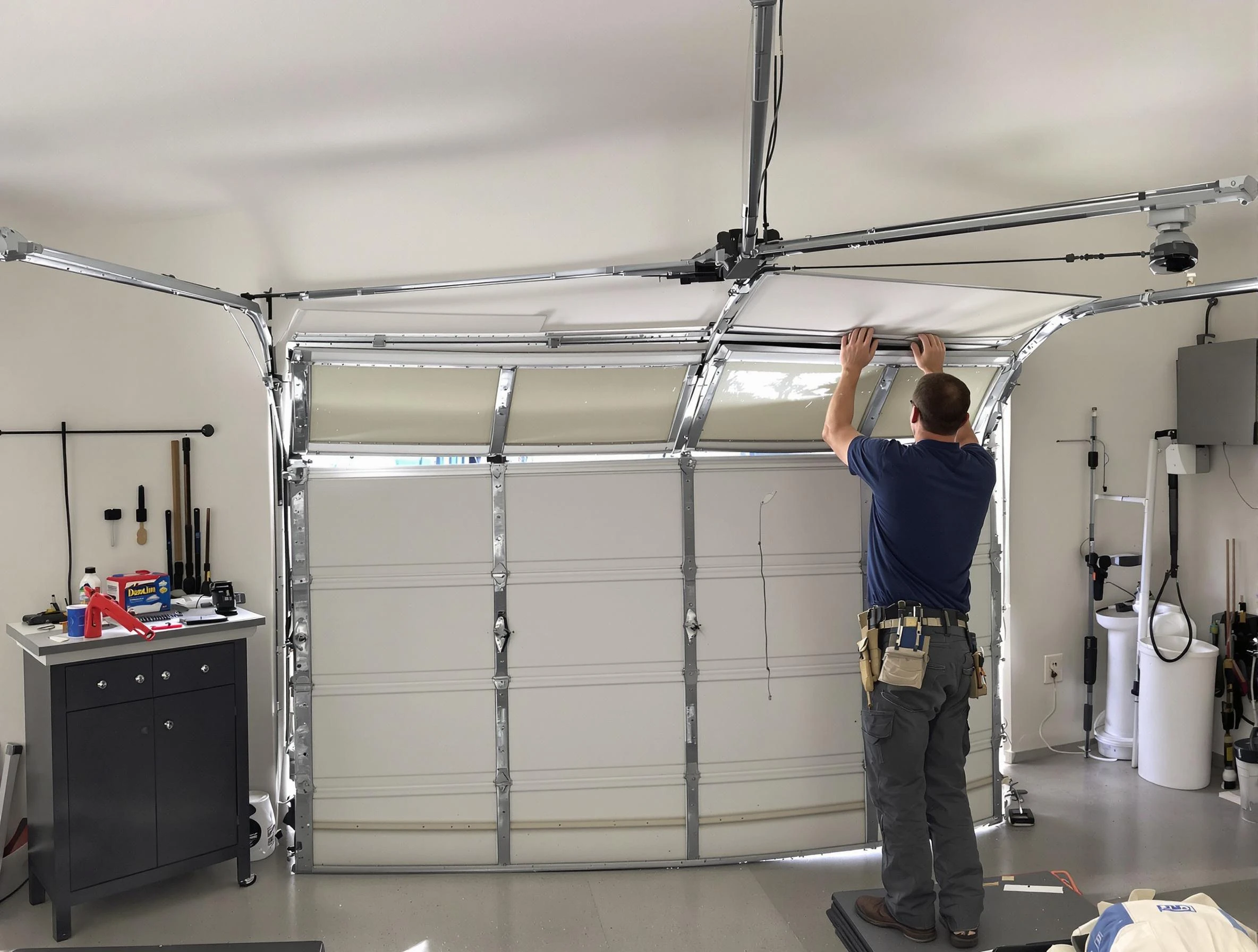 Dove Valley Garage Door Repair specialist performing precise section replacement on Dove Valley garage door